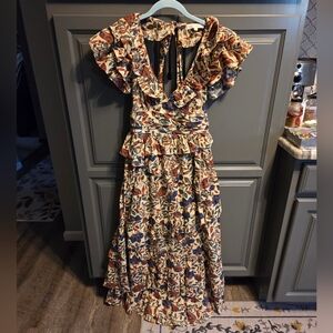 House Of Harlow Floral Ruffle Maxi Dress SMALL NWOT